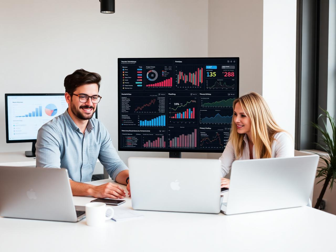 Digital marketing team reviewing campaign analytics